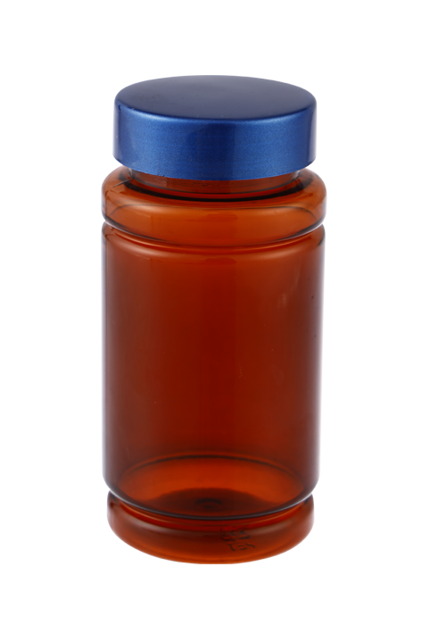 150g PET竹节胶囊瓶 棕色金属盖保健品瓶