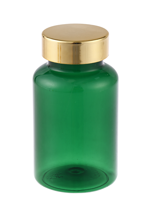 120g 彩色透明PET胶囊保健品瓶 配电镀金属盖